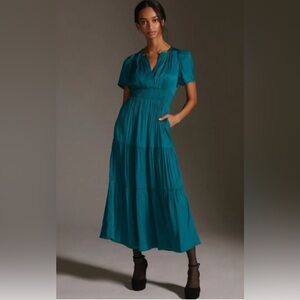 XS Anthropologie Turquoise Somerset Maxi Dress